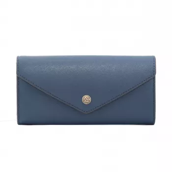 Michael Kors Carteira de pulso em pele Saffiano Jet Set Travel em azul-marinho com ferragens em tom dourado