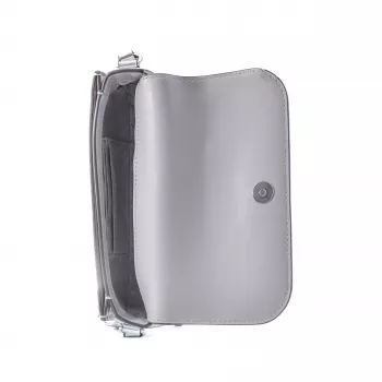 Mala transversal pequena Michael Kors Jet Set Travel lona revestida Signature 21x12x5 cm ferragens prateadas
