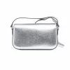 Mala transversal pequena Michael Kors Jet Set Travel lona revestida Signature 21x12x5 cm ferragens prateadas