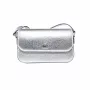 Mala transversal pequena Michael Kors Jet Set Travel lona revestida Signature 21x12x5 cm ferragens prateadas