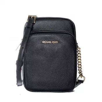 Michael Kors Mala de ombro pequena Jet Set Travel preta pele saffiano 35H3GTVC2LBLA