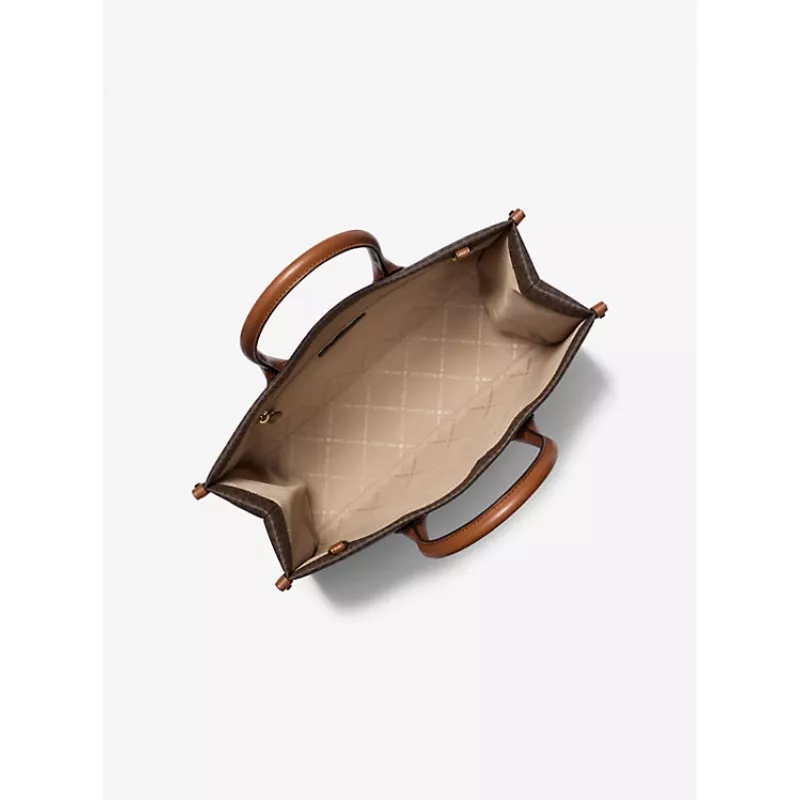 MICHAEL KORS Jet Set Travel saco tote castanho lona revestida Signature 35R5G7ZT2BBRO