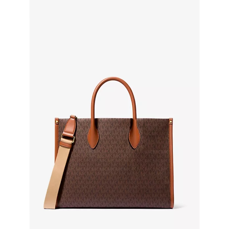 MICHAEL KORS Jet Set Travel saco tote castanho lona revestida Signature 35R5G7ZT2BBRO