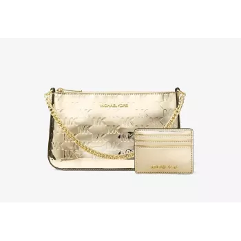 Michael Kors Conjunto de mala tote Jet Set Travel com porta-moedas - Opal Multi Signature Coated Canvas