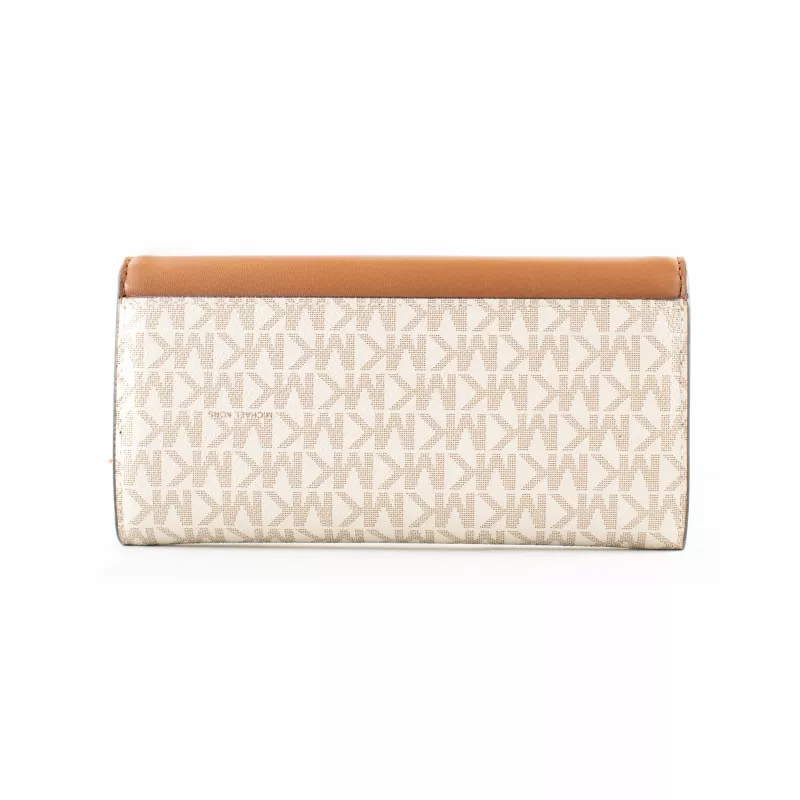 Mala de ombro Michael Kors Jet Set Travel Vanilla Signature em tela revestida 35F3GTVE7BVAN