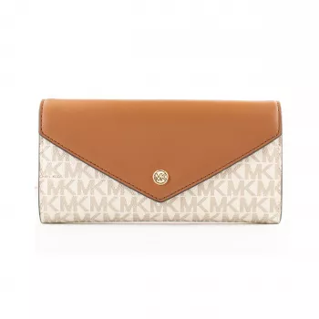 Mala de ombro Michael Kors Jet Set Travel Vanilla Signature em tela revestida 35F3GTVE7BVAN
