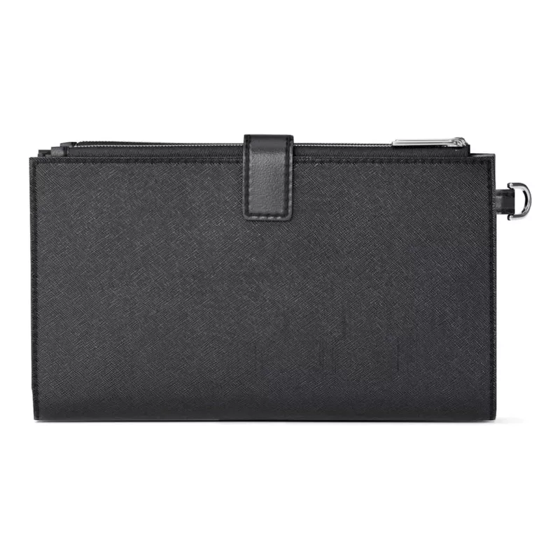 Carteira com capa para telemóvel de mulher Michael Kors Jet Set Travel em pele Saffiano com bracelete, preta, ferragens em tom dourado