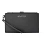 Carteira com capa para telemóvel de mulher Michael Kors Jet Set Travel em pele Saffiano com bracelete, preta, ferragens em tom dourado