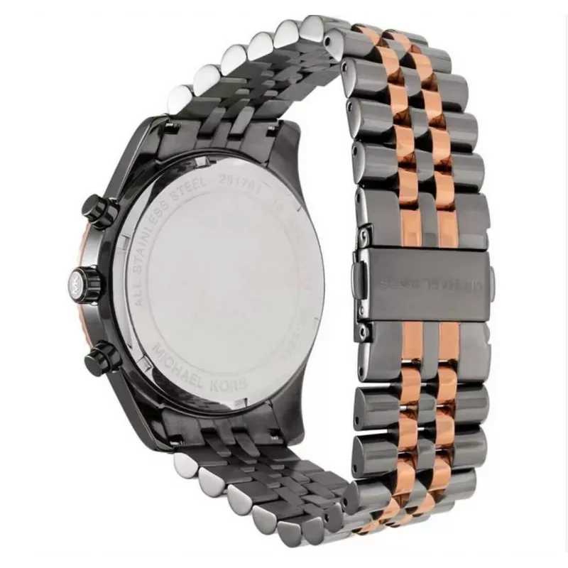 Relógio de quartzo cronógrafo de homem Michael Kors Lexington MK8561 45mm aço inoxidável mostrador azul