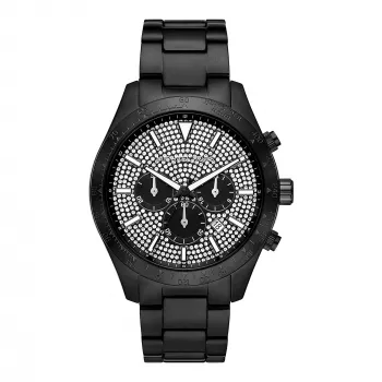 Relógio de quartzo cronógrafo Michael Kors Lexington homem MK8899 46mm mostrador azul prateado aço inoxidável