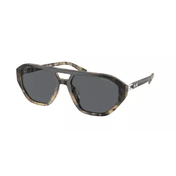 Óculos de sol de homem Michael Kors MK2219U394287 - armação em acetato preta, lentes em policarbonato cinzentas, 57 mm