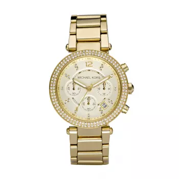Michael Kors MK5354 Relógio cronógrafo para mulher tom ouro rosa 39 mm