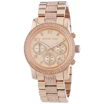 Michael Kors Parker relógio cronógrafo de mulher MK5827 38mm aço inoxidável dourado rosa