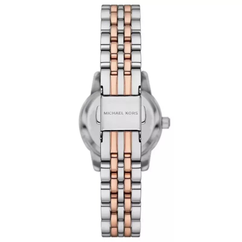 Relógio de quartzo de mulher Michael Kors Pyper - caixa de aço inoxidável 26mm, mostrador prateado, bracelete prateada (MK4817)