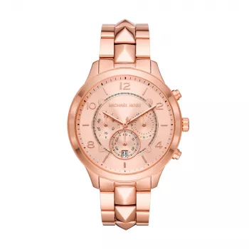 Michael Kors Pyper Relógio cronógrafo de mulher em aço inoxidável tom de ouro rosa MK6713