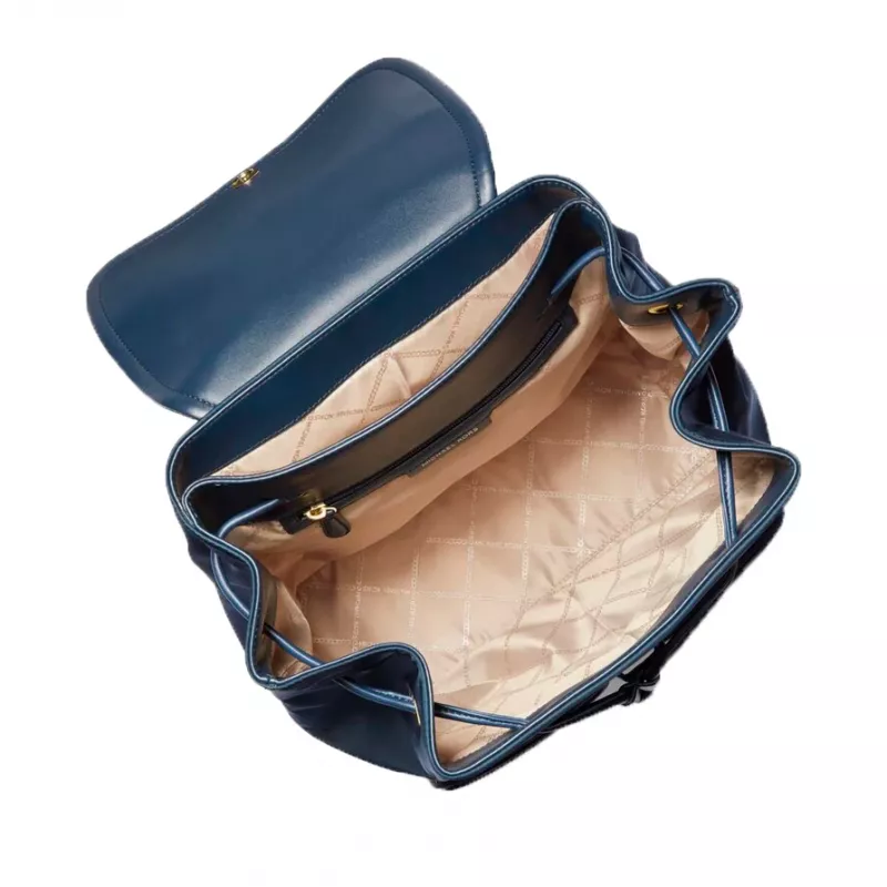 Michael Kors Raven mochila 30R4GRKB7CNAV Navy tela com assinatura 30x36x17 cm