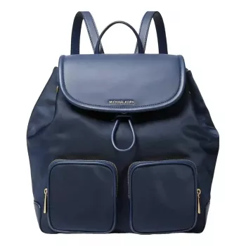 Michael Kors Raven mochila 30R4GRKB7CNAV Navy tela com assinatura 30x36x17 cm