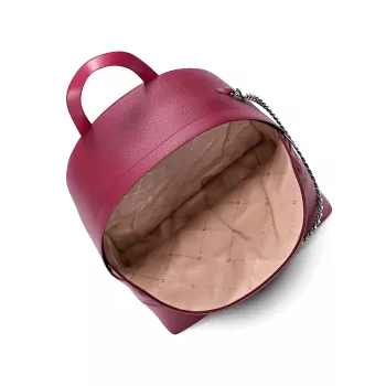 Michael Kors Rhea Mochila média Dark Berry pele Saffiano ferragens douradas