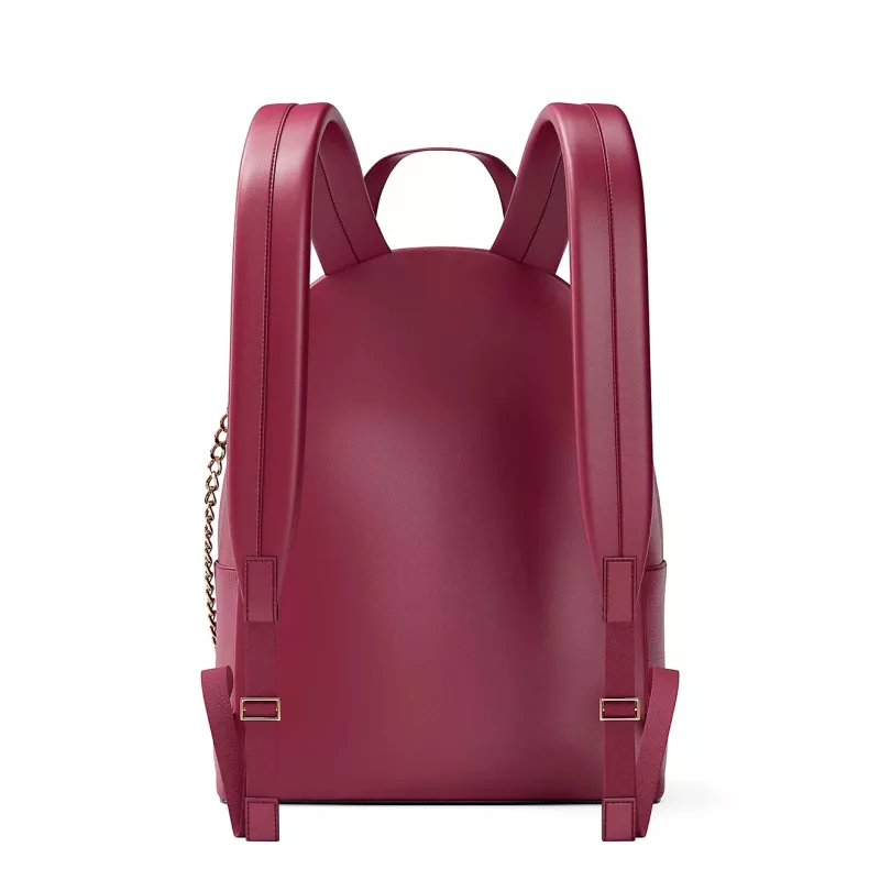 Michael Kors Rhea Mochila média Dark Berry pele Saffiano ferragens douradas