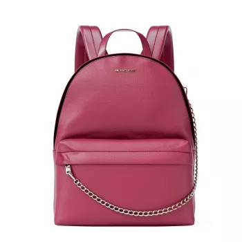 Michael Kors Rhea Mochila média Dark Berry pele Saffiano ferragens douradas