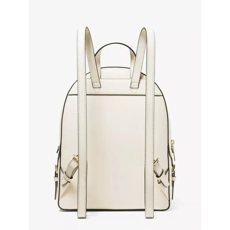 Mochila Michael Kors Rhea Zip Signature em lona revestida cor luggage 31x25x11 cm