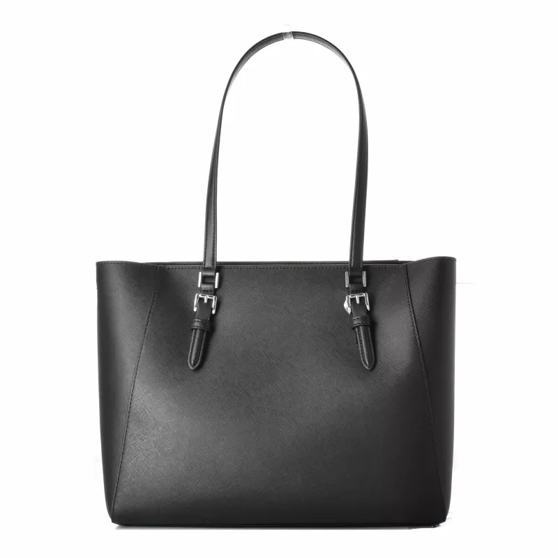 Mala de mão de mulher Michael Kors Sullivan - pele Saffiano, preta, 34x27x11 cm