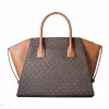Mala de ombro Michael Kors Vivianne castanha multi tela revestida com impressão de logótipo de assinatura