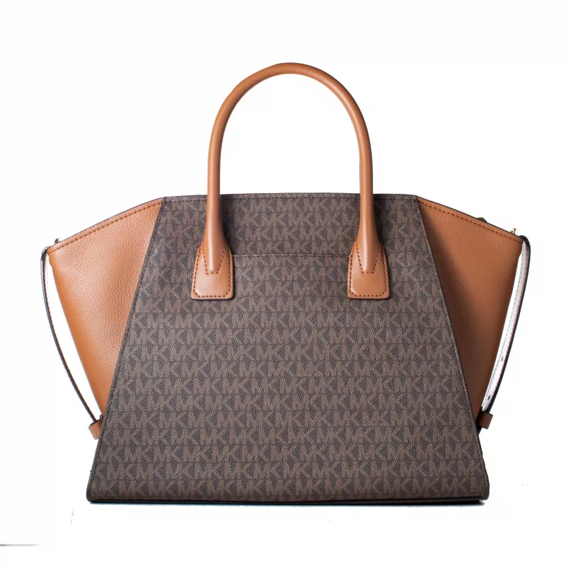 Mala de ombro Michael Kors Vivianne castanha multi tela revestida com impressão de logótipo de assinatura