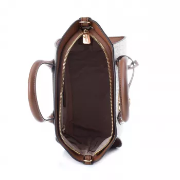 Mala transversal Michael Kors Voyager Vanilla Signature lona revestida