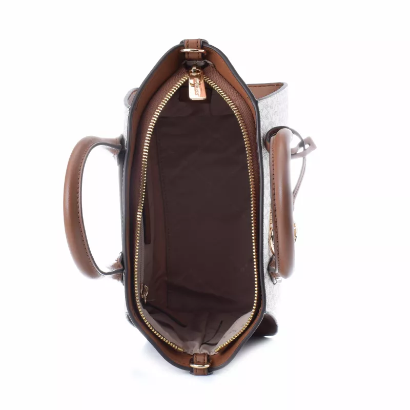 Mala transversal Michael Kors Voyager Vanilla Signature lona revestida