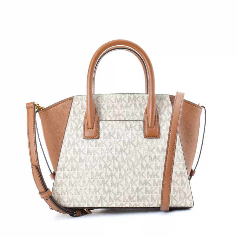 Mala transversal Michael Kors Voyager Vanilla Signature lona revestida