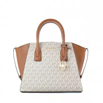 Mala transversal Michael Kors Voyager Vanilla Signature lona revestida