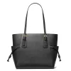 MICHAEL KORS Voyager Mala tote para mulher em pele Crossgrain preta 31x28x15 cm