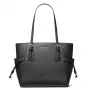 MICHAEL KORS Voyager Mala tote para mulher em pele Crossgrain preta 31x28x15 cm