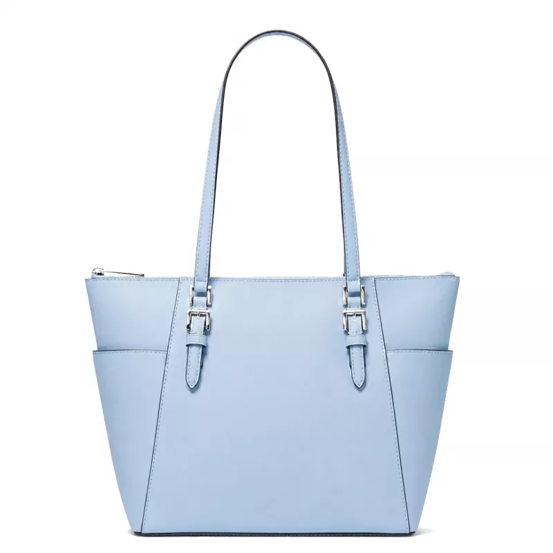 Mala de ombro de mulher Michael Kors Cece em pele Saffiano Pale Gold 25x28x11 cm