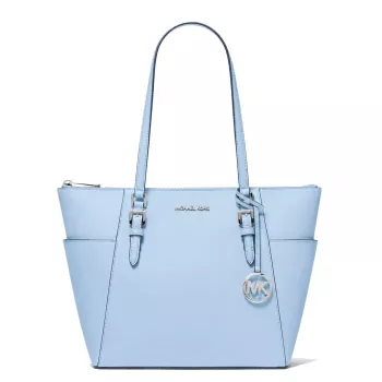Mala de ombro de mulher Michael Kors Cece em pele Saffiano Pale Gold 25x28x11 cm