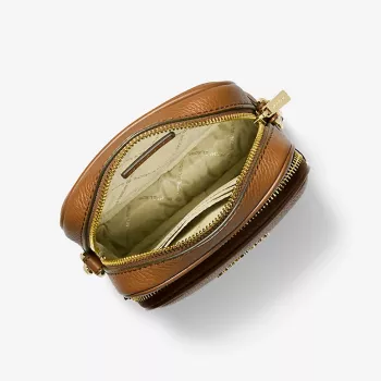Mala de ombro de mulher Michael Kors Greenwich Small em pele Saffiano cor luggage