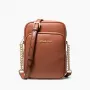 Mala de ombro de mulher Michael Kors Greenwich Small em pele Saffiano cor luggage