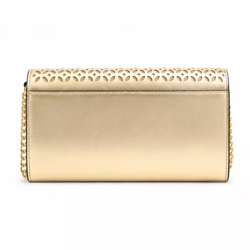 Mala de ombro Michael Kors Jet Set Charm para mulher, tela com logótipo Signature, ferragens tom dourado