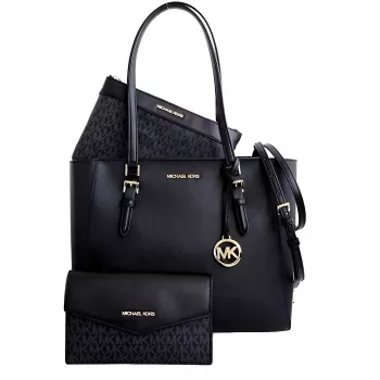 MICHAEL KORS Bolsa de mão grande Jet Set Travel de couro Saffiano para mulher 35R3GCFT3TBLA preto