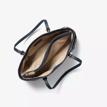 Mala de mão de mulher MICHAEL KORS Jet Set Travel em pele Saffiano azul-marinho 35S5GV6T7LNAV
