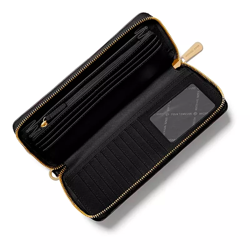 Michael Kors bolsa de pulso de couro saffiano Jet Set Travel de mulher, preta