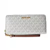 Carteira trifold de mulher Michael Kors Jet Set Travel em lona revestida Signature, ferragens douradas - 35F8GTVT3BVNL
