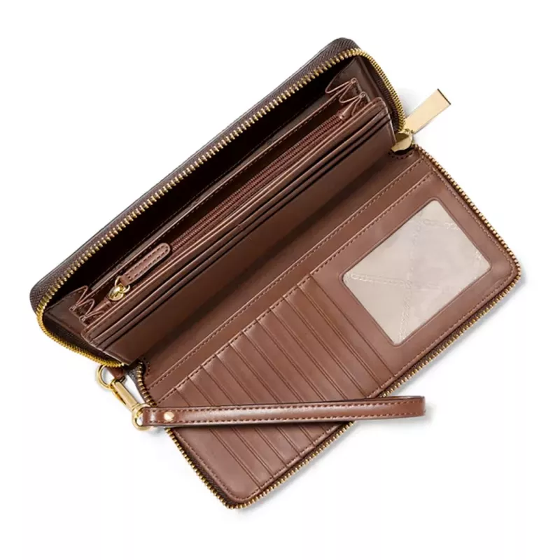 MICHAEL KORS Carteira de pulso de mulher Jet Set Travel em lona Signature castanha - 35S6GTVE9BBRO