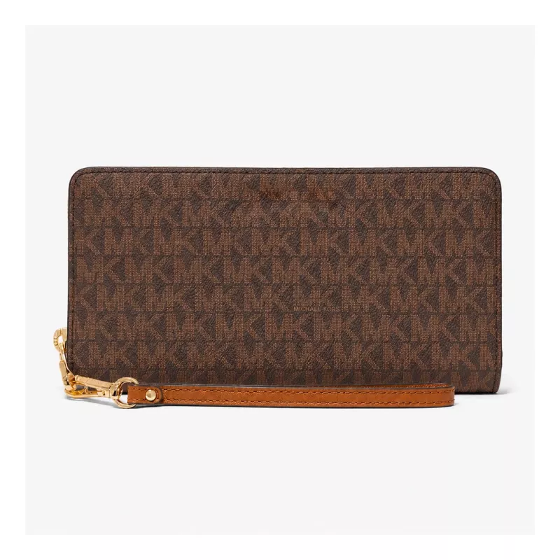MICHAEL KORS Carteira de pulso de mulher Jet Set Travel em lona Signature castanha - 35S6GTVE9BBRO