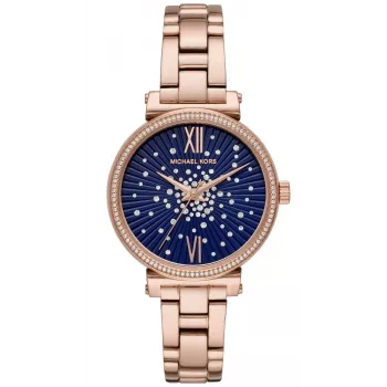 Relógio Michael Kors de mulher Pyper ouro rosa aço inoxidável MK3971 35mm