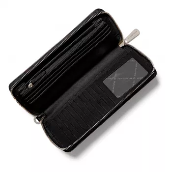 Carteira e capa para telemóvel MICHAEL KORS para mulher em pele Saffiano com fecho de correr, preta (Jet Set Travel) - 35S6STVE9LBLA