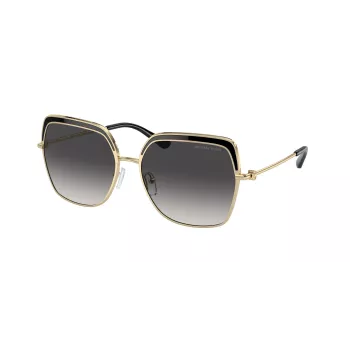 Óculos de sol de senhora Michael Kors MK1141-10148G armação Butterfly rosa-ouro lentes cinzentas degradê 57mm