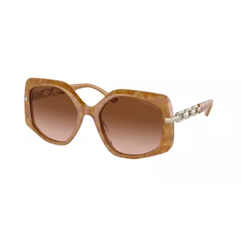 Óculos de sol de mulher Michael Kors MK217739153B5 armação em tartaruga escura lentes marrom degradê 56 mm