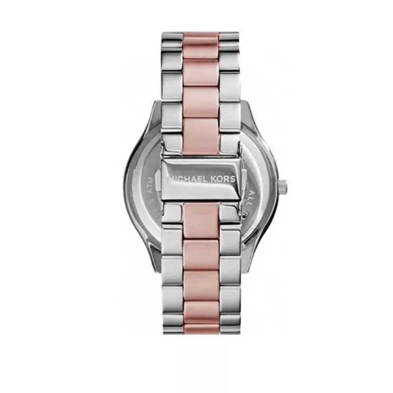 Michael Kors MK3204B Relógio de quartzo para mulher, 34 mm, mostrador prateado/branco